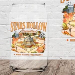 Stars Hollow Connecticut NEW 16 oz glass can cup